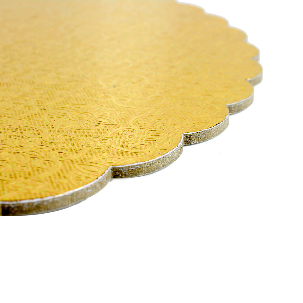 Gold Scalloped Round Cake Board, 10" x 3/32" - Pack of 25 image 1