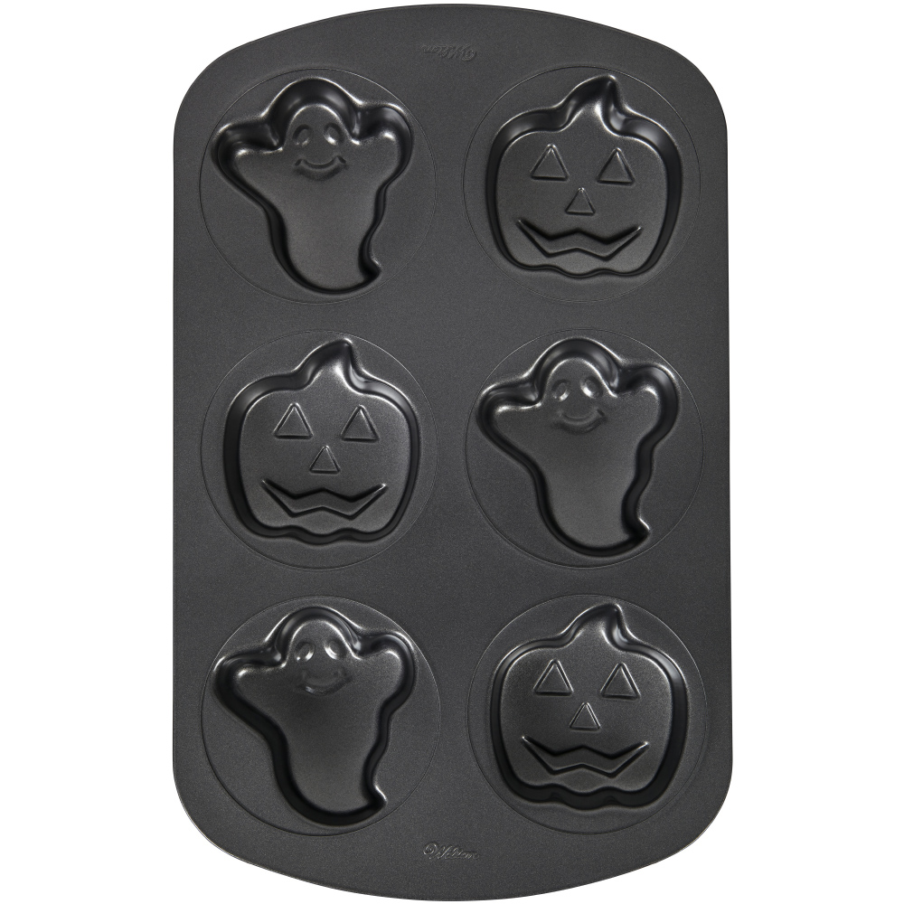 Wilton Halloween Ghost and Pumpkin Mini Cake Pan, 6 Cavities image 1