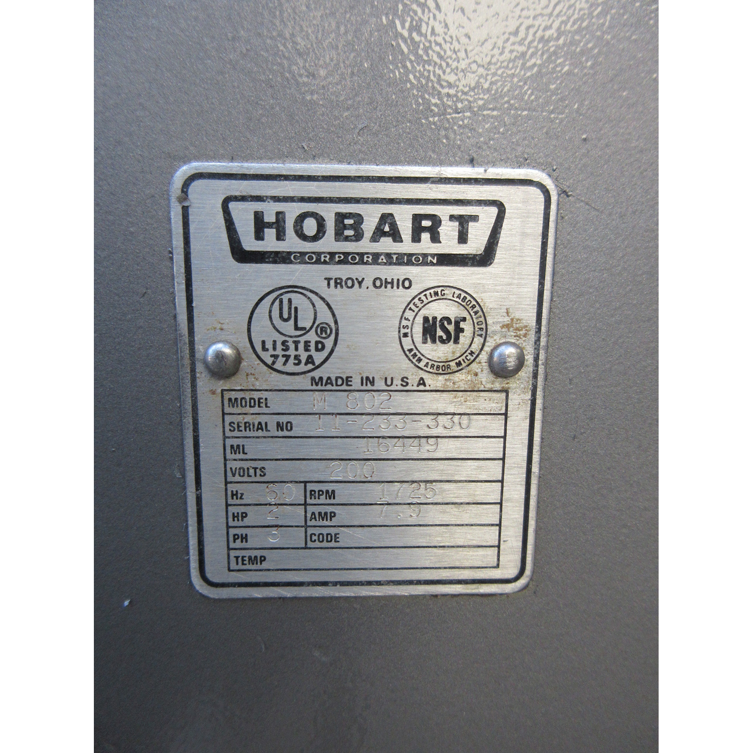 Hobart M802 Mixer 80 Qt, Used Excellent Condition image 3