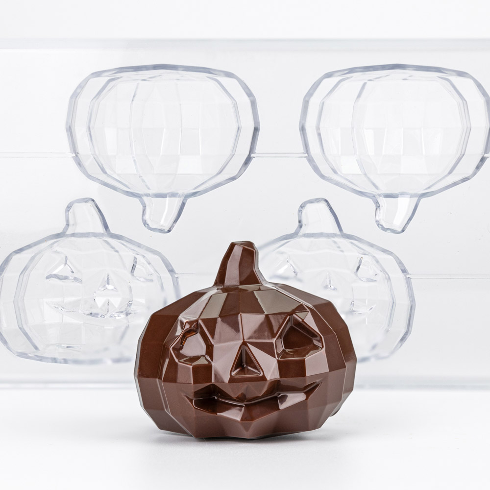 Martellato 3D Jack O Lantern Polycarbonate Chocolate Mold, 4 Cavities image 1