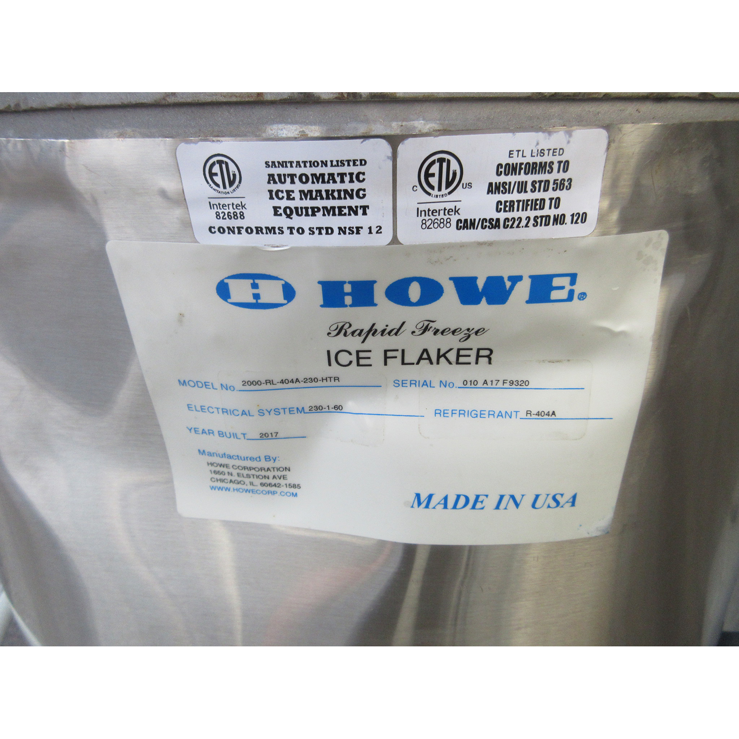 Howe 2000RL Ice Flaker, Used Excellent Condition image 3