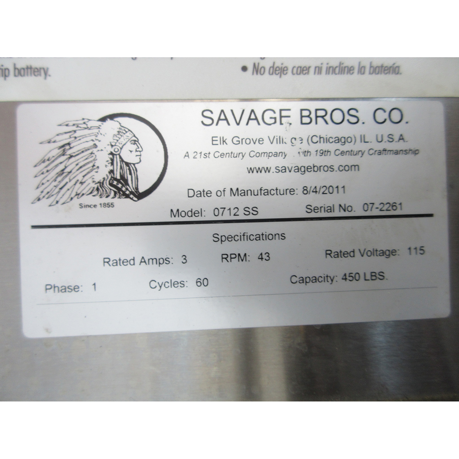 Savage Brothers 0712SS Stainless Steel Hydraulic Mixer Bowl Lift Truck, Used Excellent Condition image 5