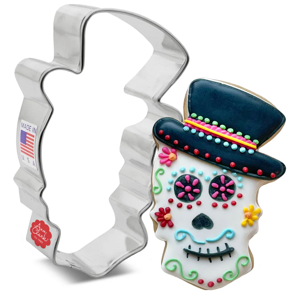 Ann Clark Day of the Dead Skull with Top Hat Cookie Cutter, 2.46" x 3.82" image 1