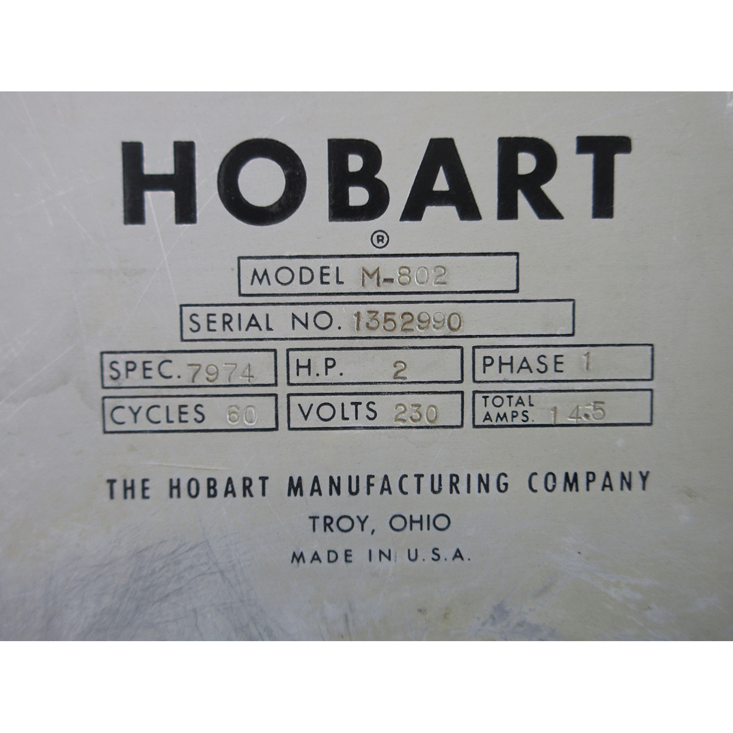 Hobart M802 80 Qt Mixer, SINGLE PHASE, Bowl And 2 Attachments Included, Used Excellent Condition image 3