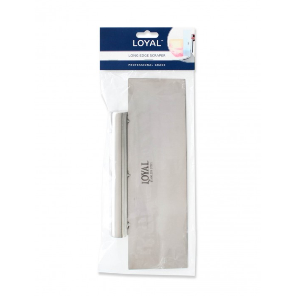 Loyal Bakeware Stainless Steel Long Edge Scraper with Handle, 11" x 3" image 2