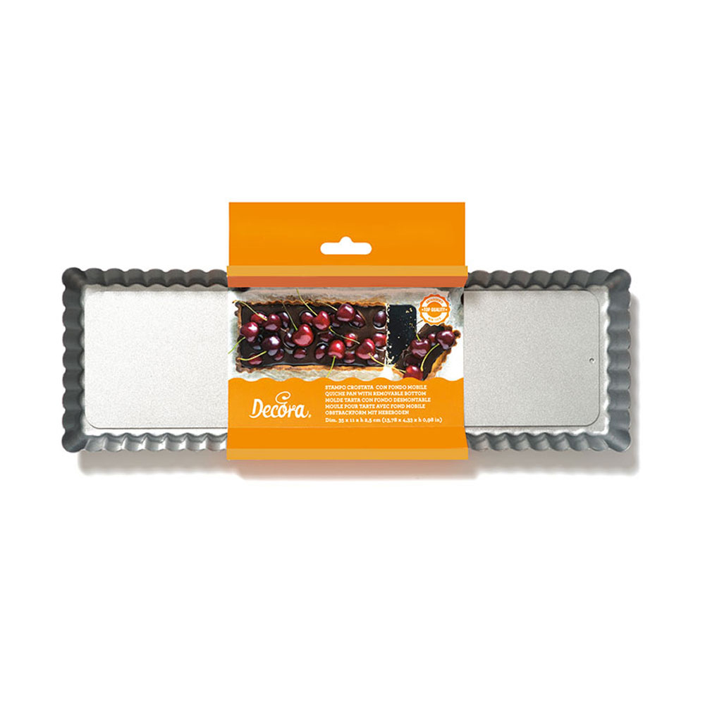 Decora Fluted Rectangle Tart Pan with Removable Bottom, 13.8" x 4.3" x 1.0" image 1