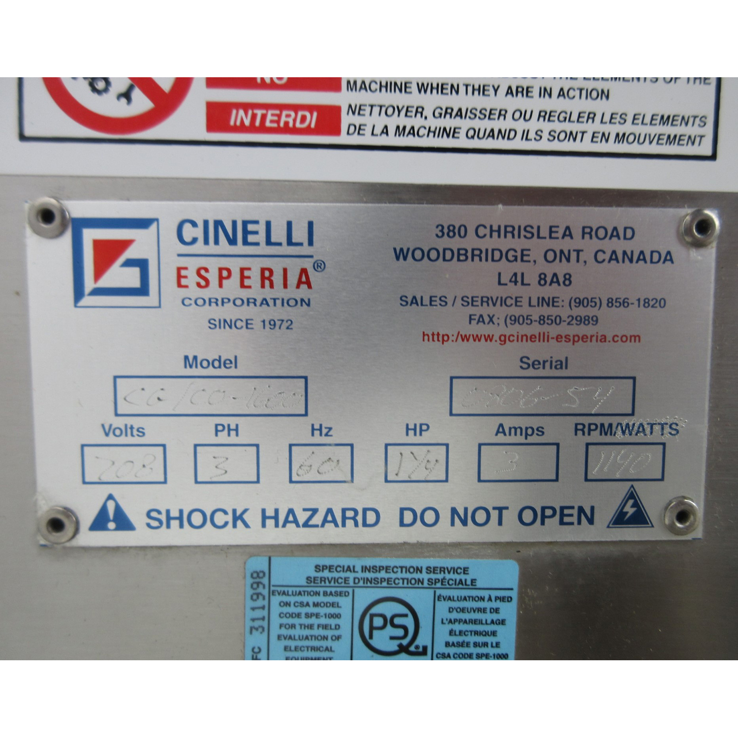 Cinelli-Esperia CG/CO-1600 Conical Dough Rounder, Used Excellent Condition image 5