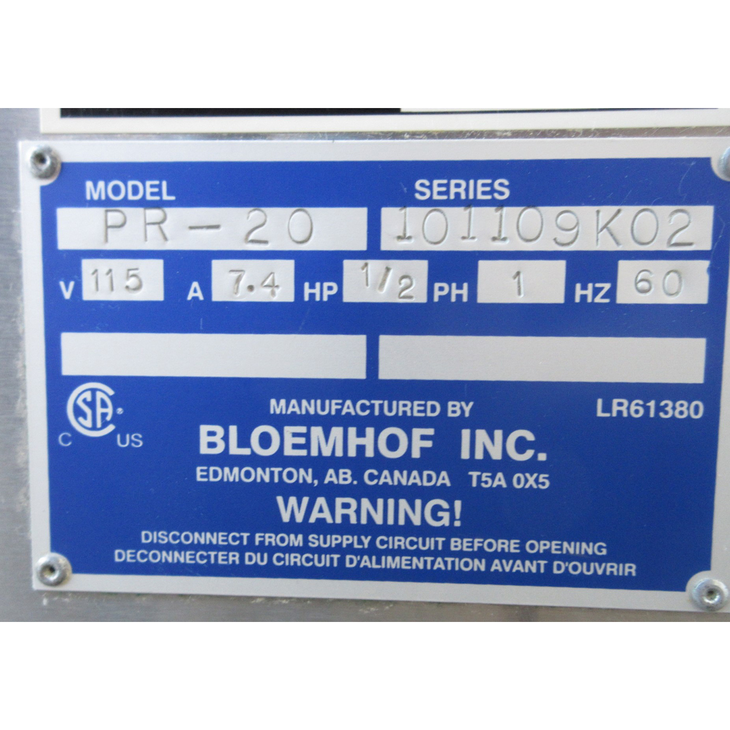 Bloemhof PR-20 Counter-Top 2 Pass Dough Sheeter, Used Excellent Condition image 4