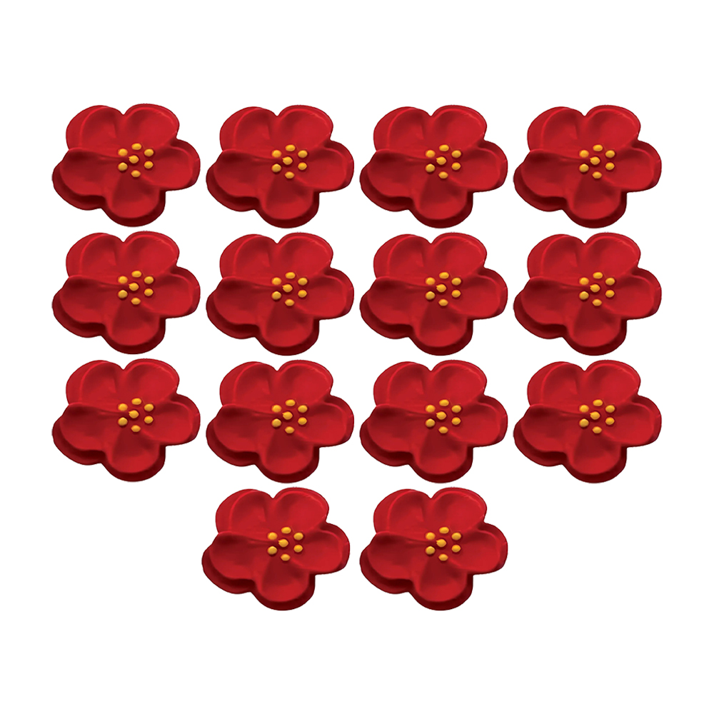 O'Creme Red Royal Icing Pansies, Set of 14 image 1