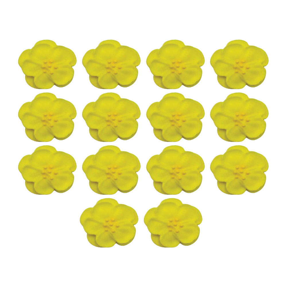 O'Creme Yellow Royal Icing Pansies, Set of 14 image 1