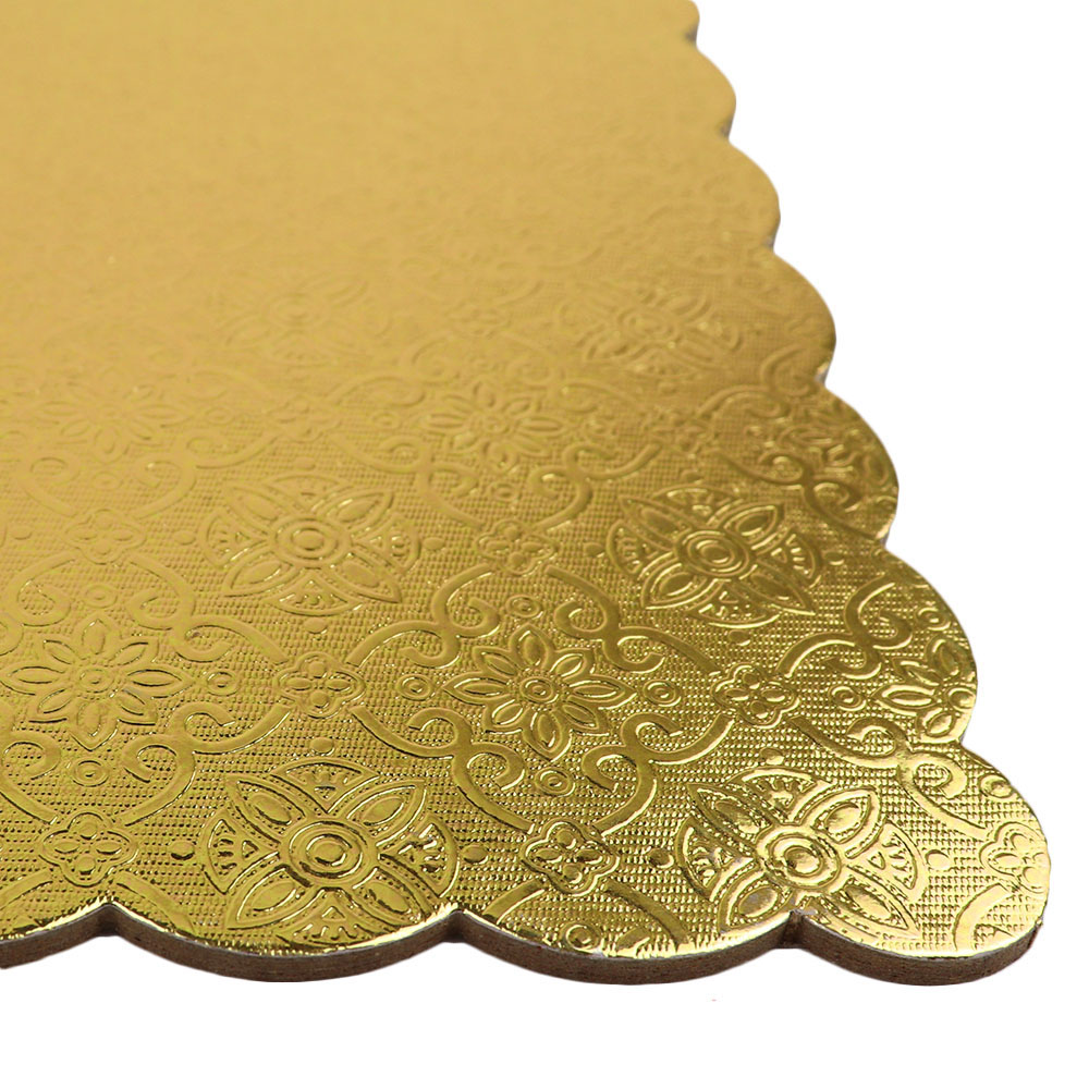 Gold Scalloped Log Cake Board, 11.25" x 6.5" - Pack of 5 image 1