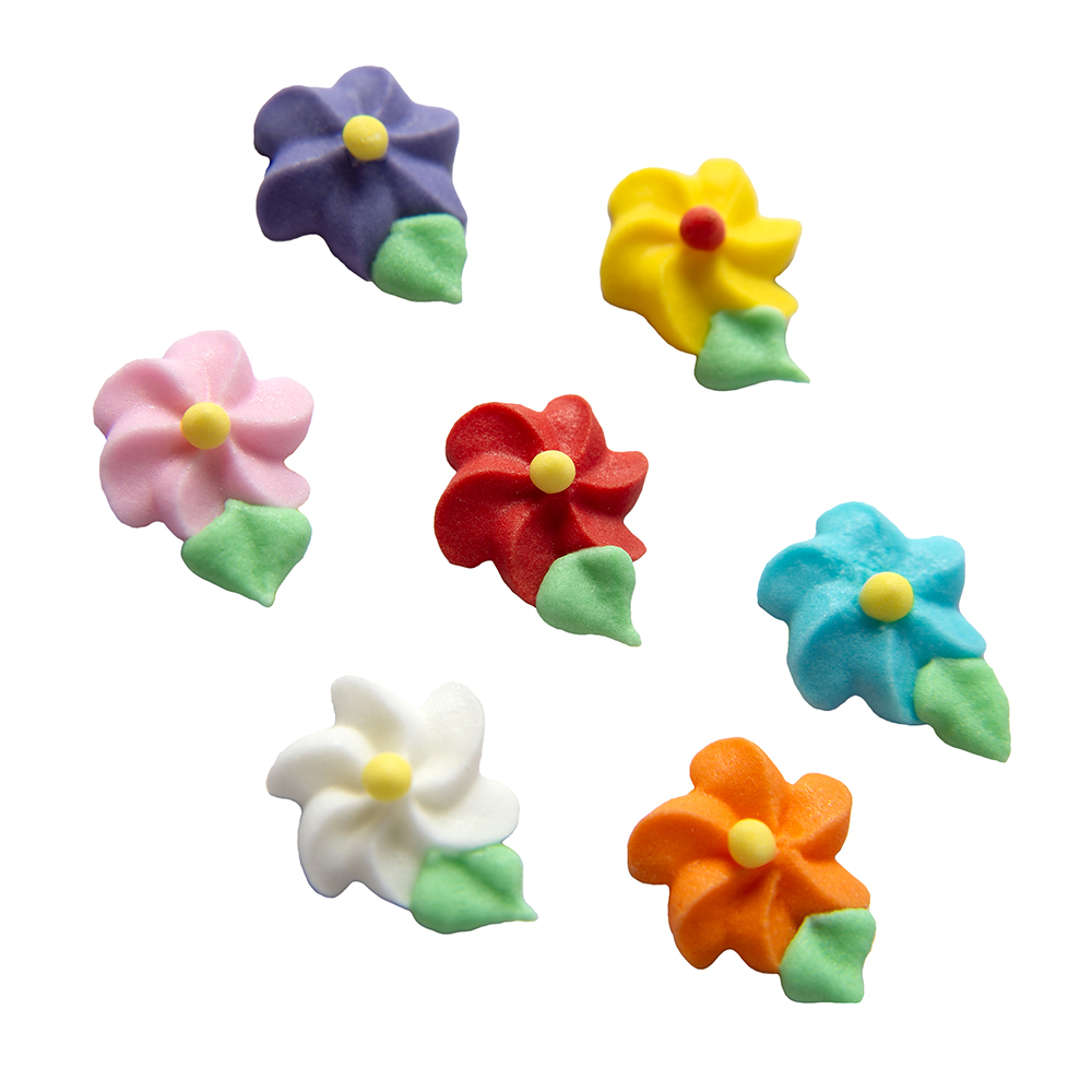 O'Creme Assorted Swirl Flower Royal Icing Decorations, Set of 24 image 1