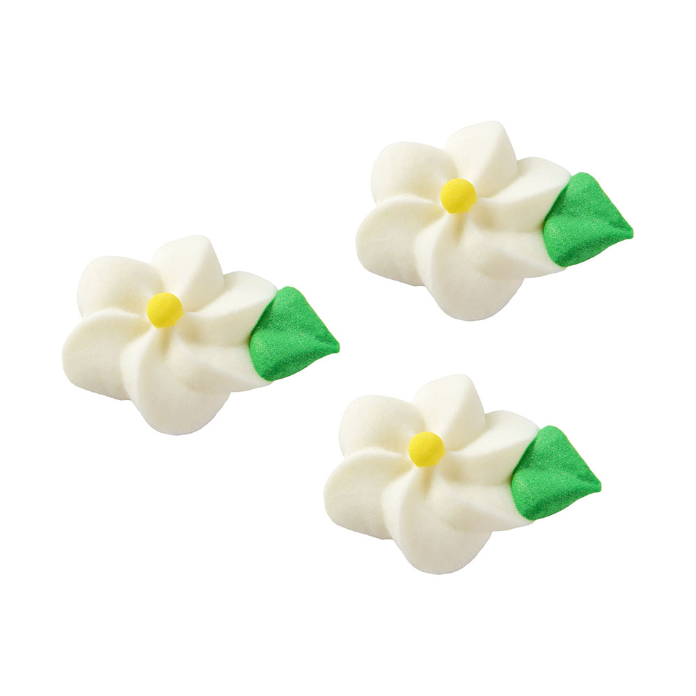 O'Creme White Royal Icing Swirl Flowers, Set of 15 image 1