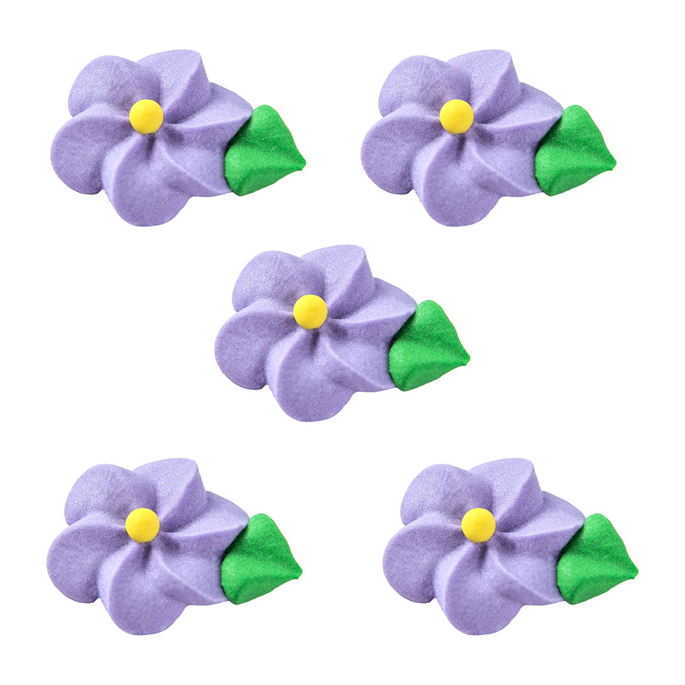 O'Creme Purple Royal Icing Swirl Flowers, Set of 15 image 1