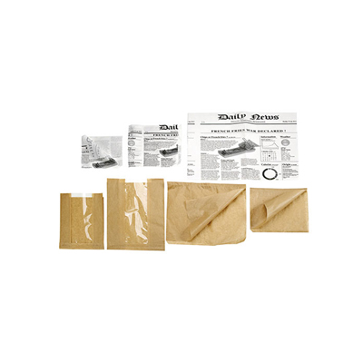 Packnwood White Bag Opens 2 sides with Newspaper Design 5.1 x 5.1" - Pack of 1000 image 2