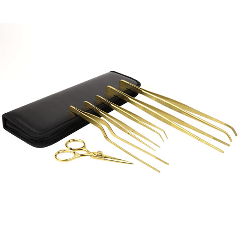 O'Creme Gold Stainless Steel Tweezers & Scissors, Set of 6  image 1