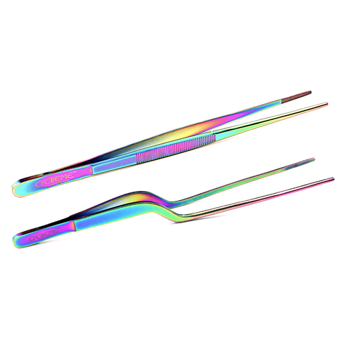 O'Creme Multicolored Stainless Steel Tweezers, Set of 2 image 1