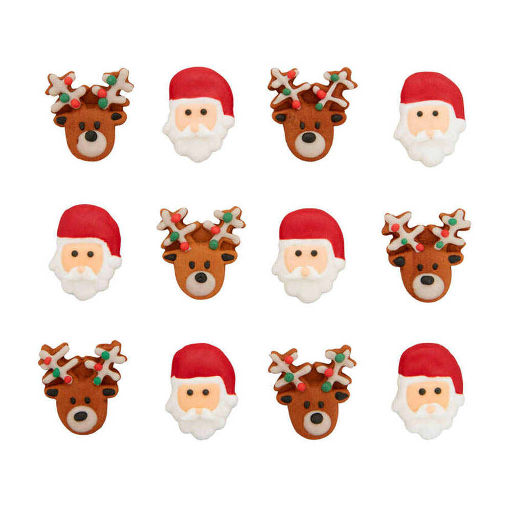 Wilton Santa and Reindeer Royal Icing Decorations, Pack of 12 image 1