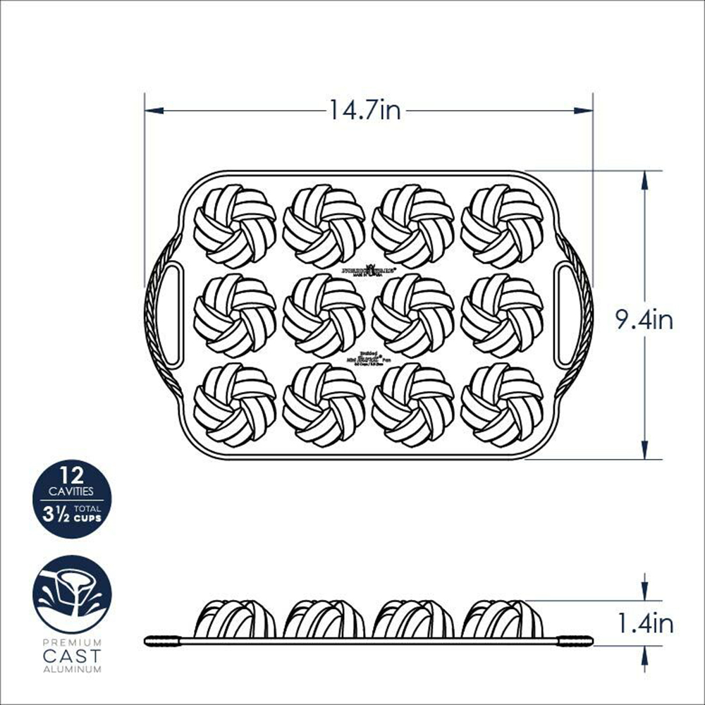 Nordic Ware 75th Anniversary Braided Mini Bundt Pan, 12 Cavities image 1