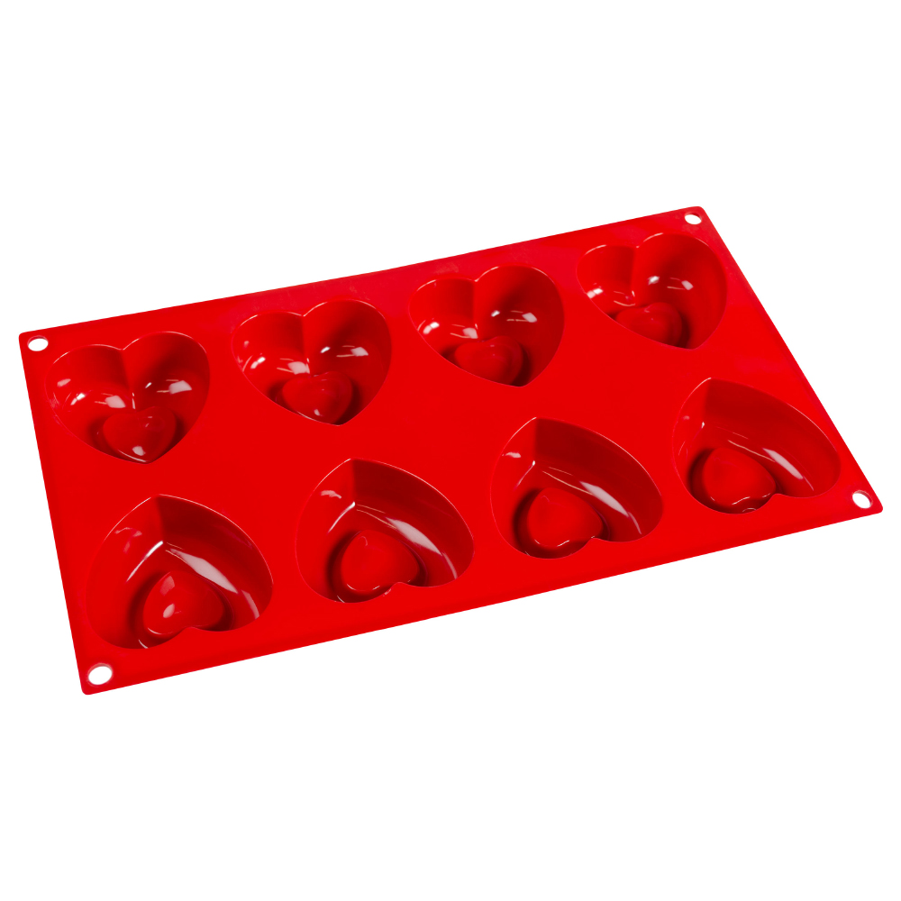 Fat Daddio's Silicone Mold, Dimpled Heart, 4.3 oz., 8 Cavities image 1