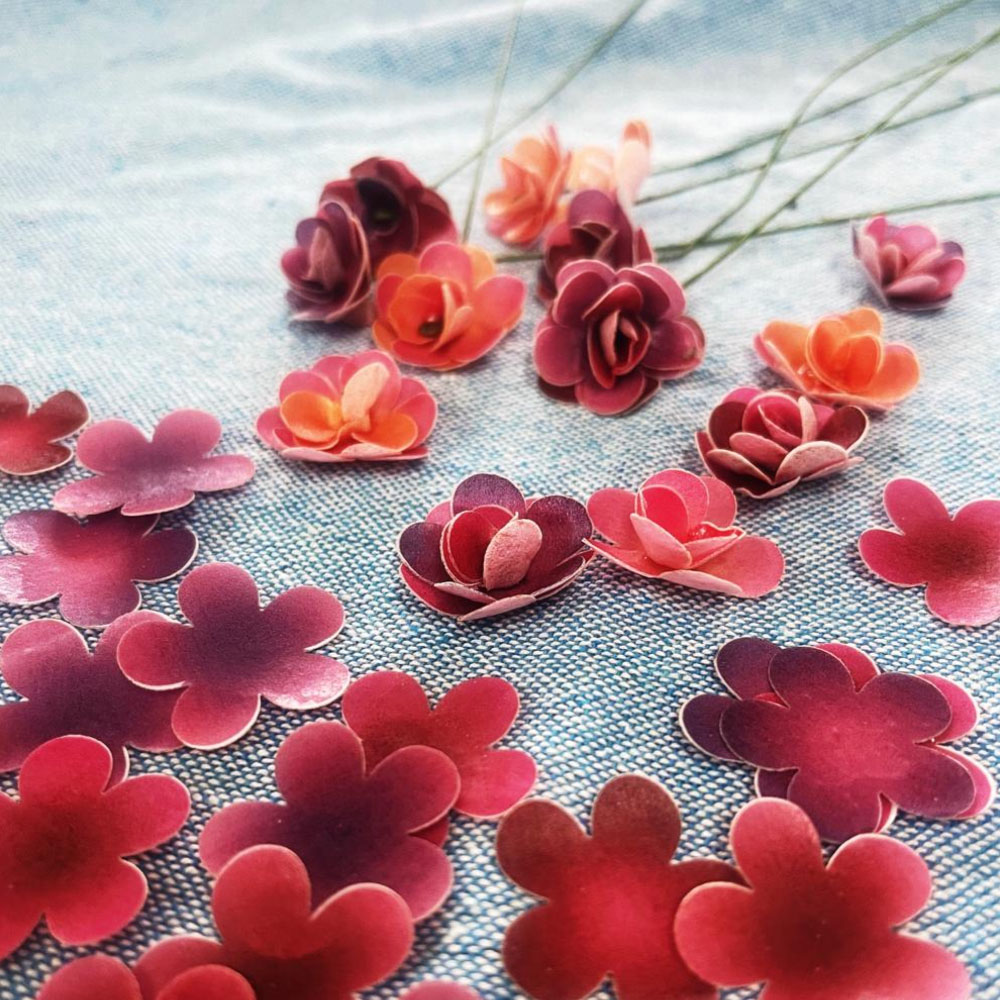 Crystal Candy Red Mini Wafer Paper Flowers, Pack of 60 image 1