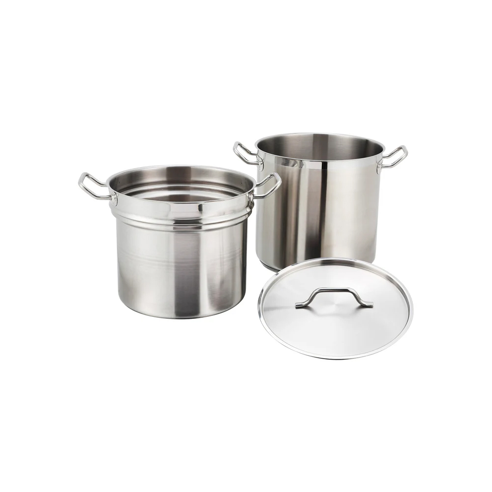 Winco Stainless Steel Double Boiler with Cover, 8 Quart image 1