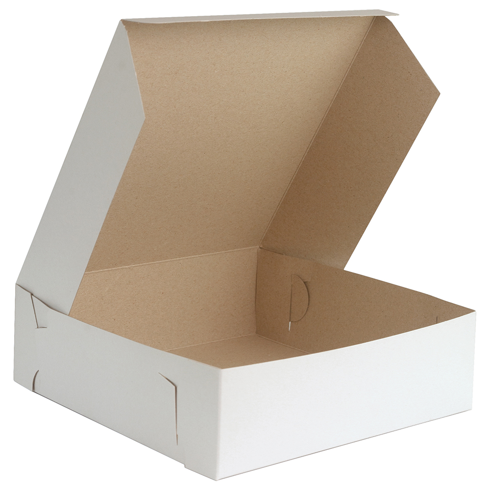 O'Creme White One Piece Square Cake Box, 6" x 6" x 2.5" - Pack of 10 image 1