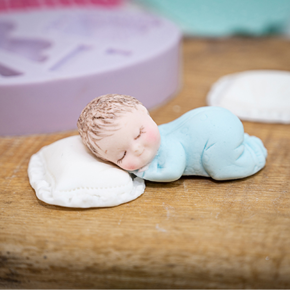 Karen Davies Sugarcraft Sleeping Baby & Pillow Silicone Mold image 2