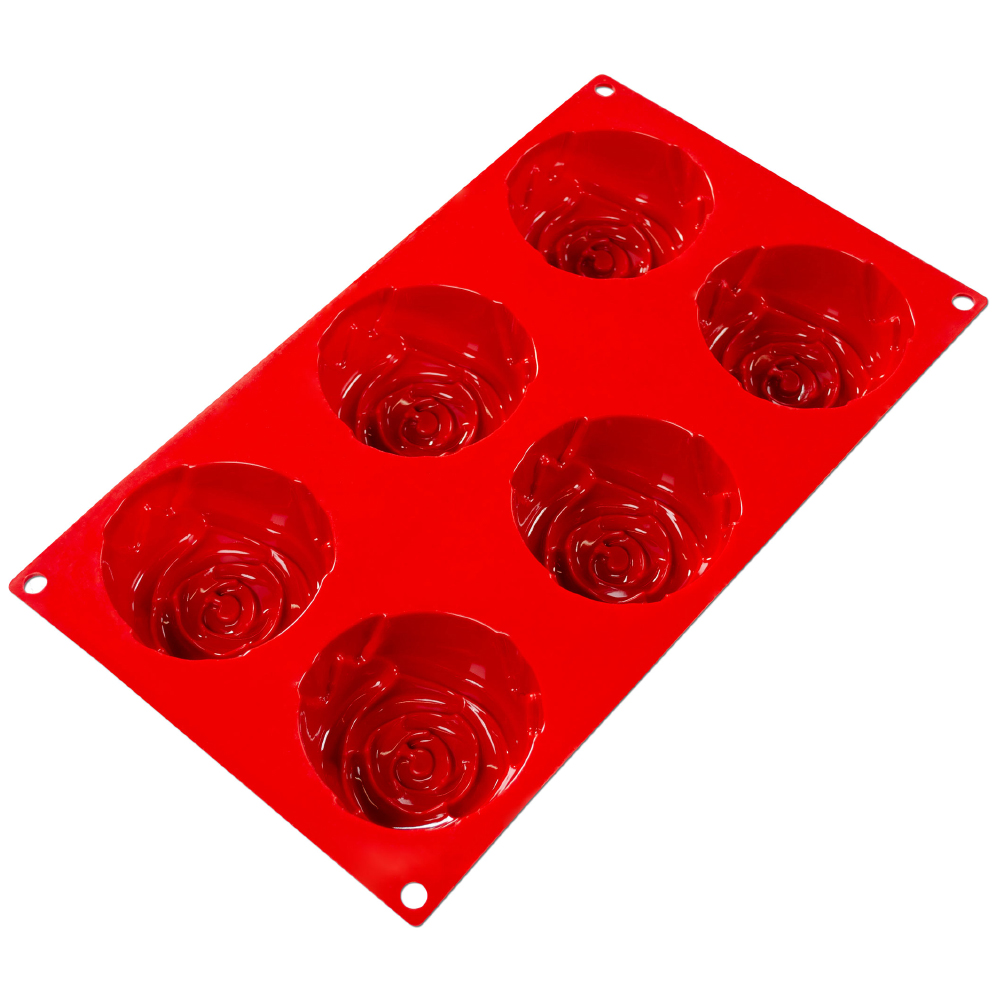 Fat Daddio's Silicone Rose Mold, 6 Cavities image 1