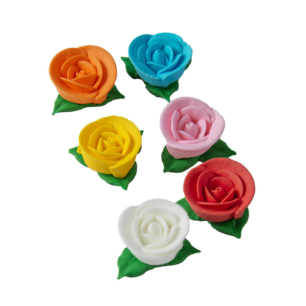 O'Creme Assorted Mini Roses Royal Icing Decorations, Set of 6 image 1