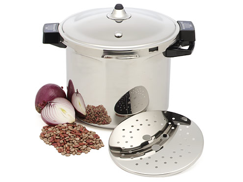 Kuhn Rikon 12 3/8 quart  (12 Liter) capacity Pressure Cooker. 11" (28cm) diameter. Serves 10 to 20