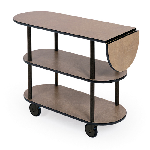 Geneva 3620204 Service Cart With 10" Drop Leaf, Oval - Red Maple Laminate Finish