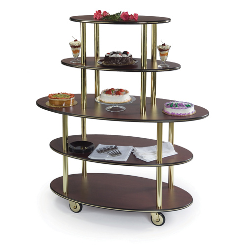 Geneva 3721202 Pastry & Dessert Cart With Rounded Oval Shelves - 5 Shelf - Victorian Cherry Laminate Finish