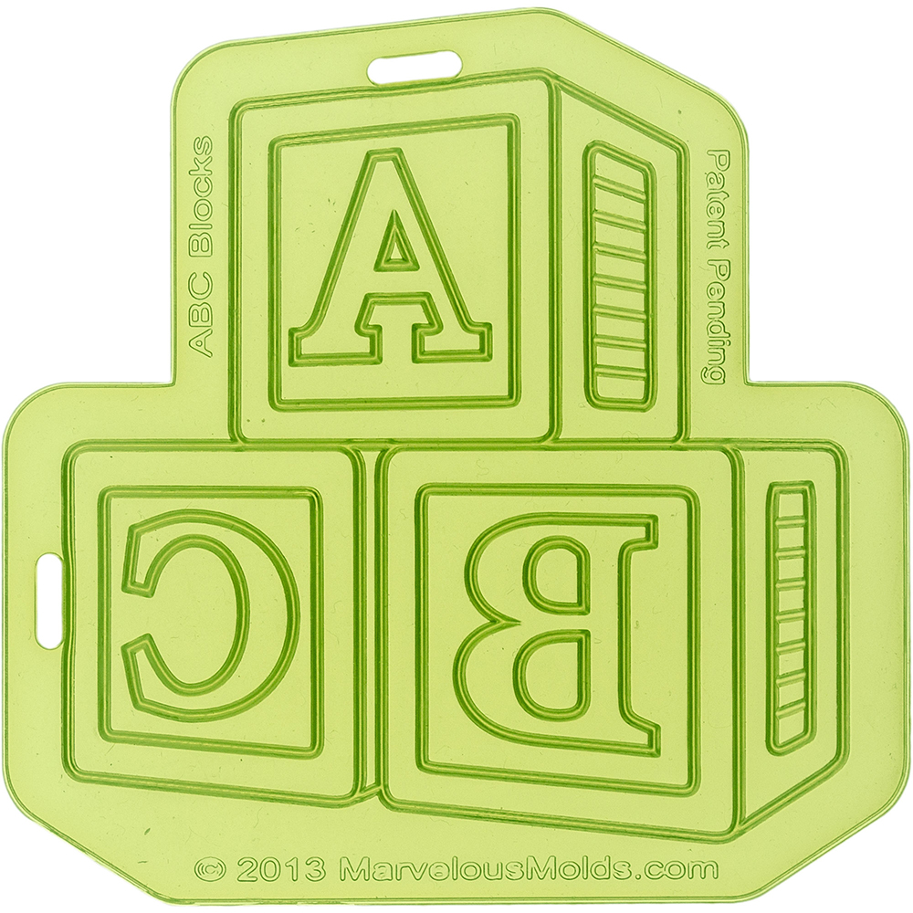 ABC-Blocks Onlay Silicone Fondant Stencil by Marvelous Molds