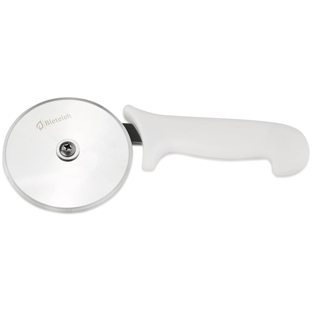 Bleteleh Stainless Steel Pizza Wheel with White Handle, 4" Diameter