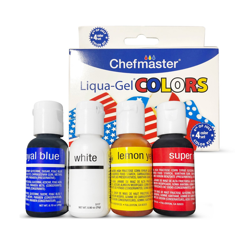 Chefmaster Patriotic Liqua-Gel Kit, .70 Oz, Set of 4