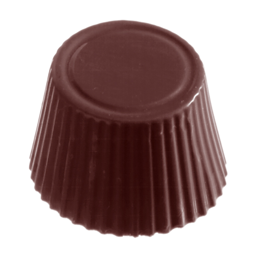 Chocolate World Polycarbonate Chocolate Mold, Ribbed Cup, 21 Cavities