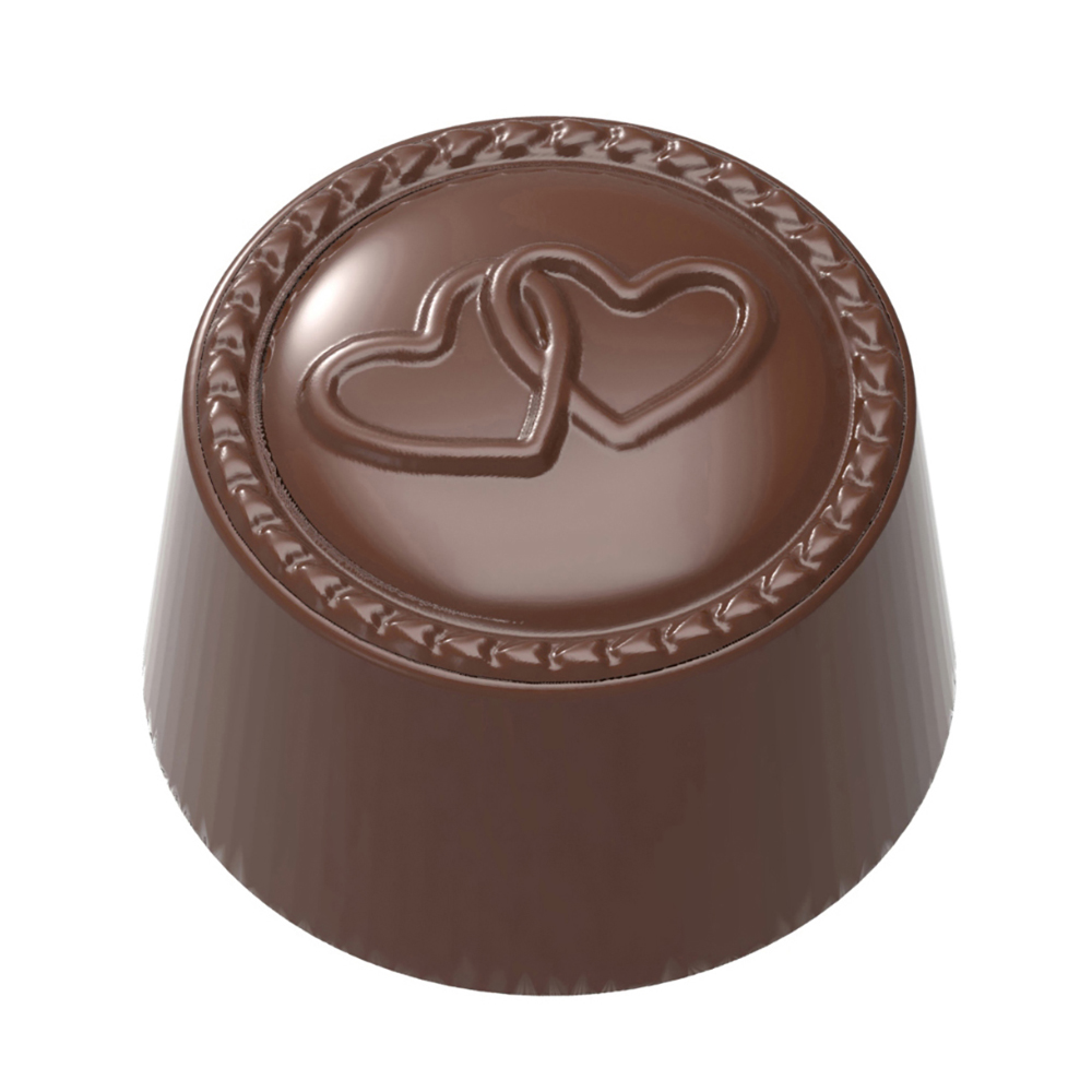 Chocolate World Polycarbonate Praline with Double Heart Chocolate Mold, 21 Cavities