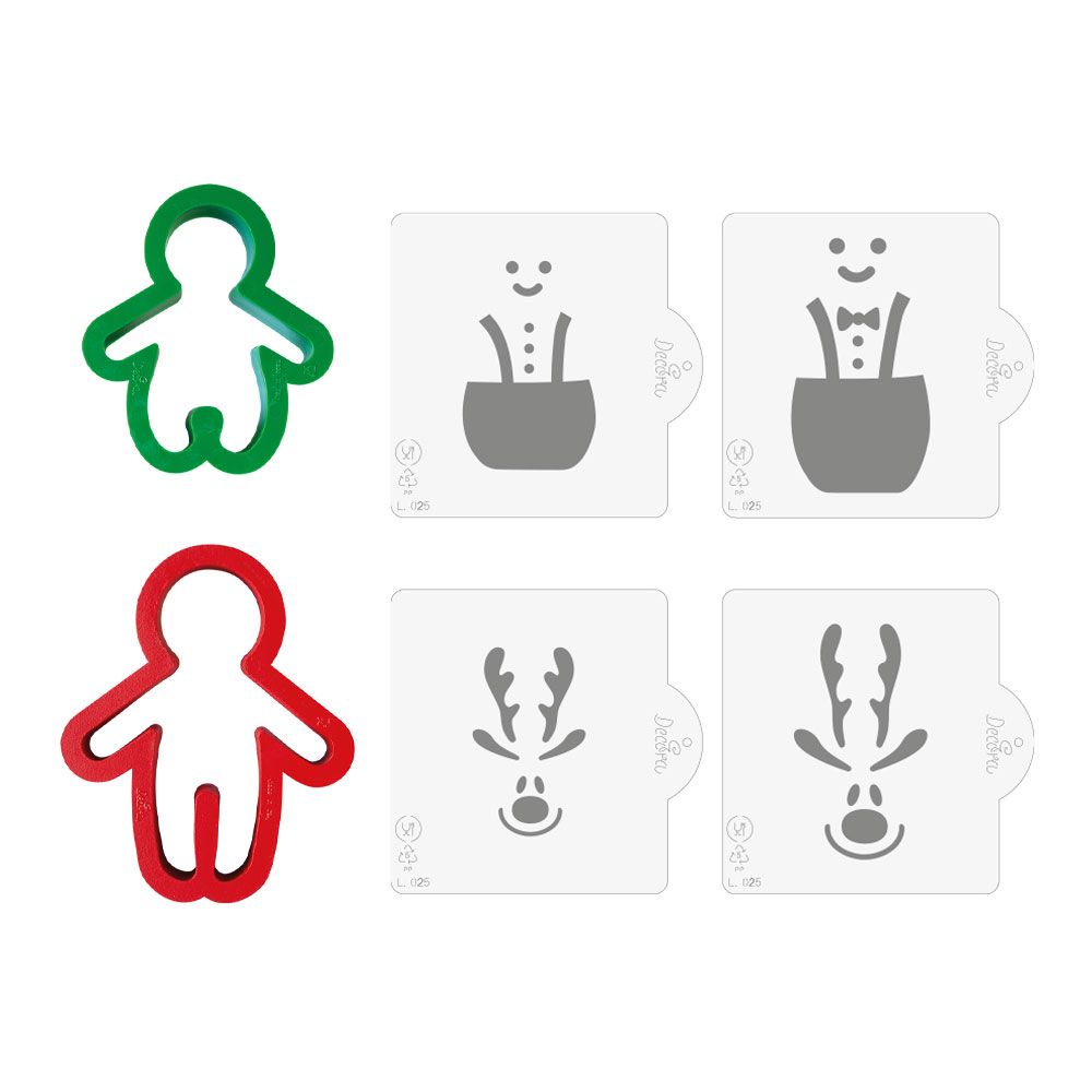 Decora Ginger Xmas Cookie Cutter and Stencil Set