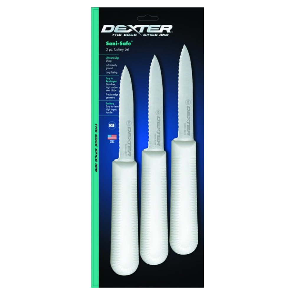 Dexter Serrated Paring Knives, 3-1/4" Blade - Set of 3