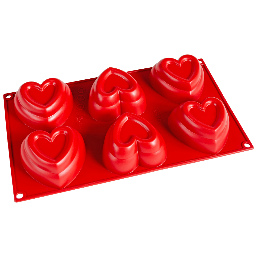 Fat Daddio's Silicone Mold, Dimpled Heart, 4.3 oz., 6 Cavities