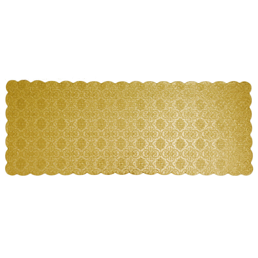 Gold Scalloped Log Cake Board, 16.75" x 6.5" - Pack of 5