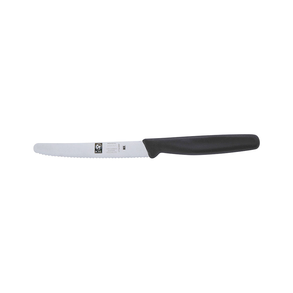 Icel Serrated Steak Knife with Black Handle, 4.25" Blade