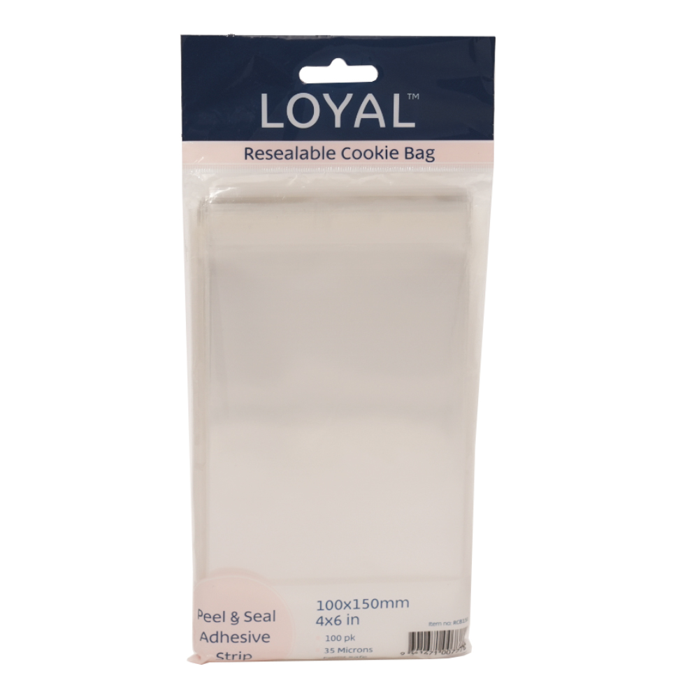 Loyal Bakeware Resealable Cookie Bag, 4" x 6" - Pack of 100