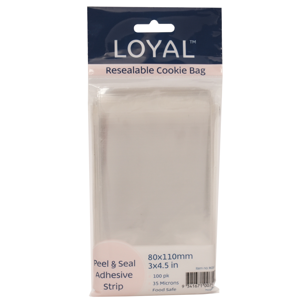 Loyal Bakeware Resealable Cookie Bags, 3" x 4.5" - Pack of 100