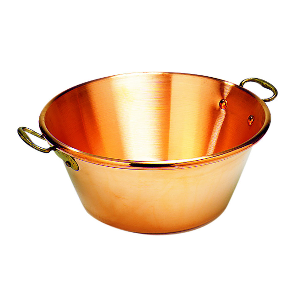 Matfer Copper Heavy Jam Pan, Solid Copper with Two Bronze Handles, 8.5 quarts