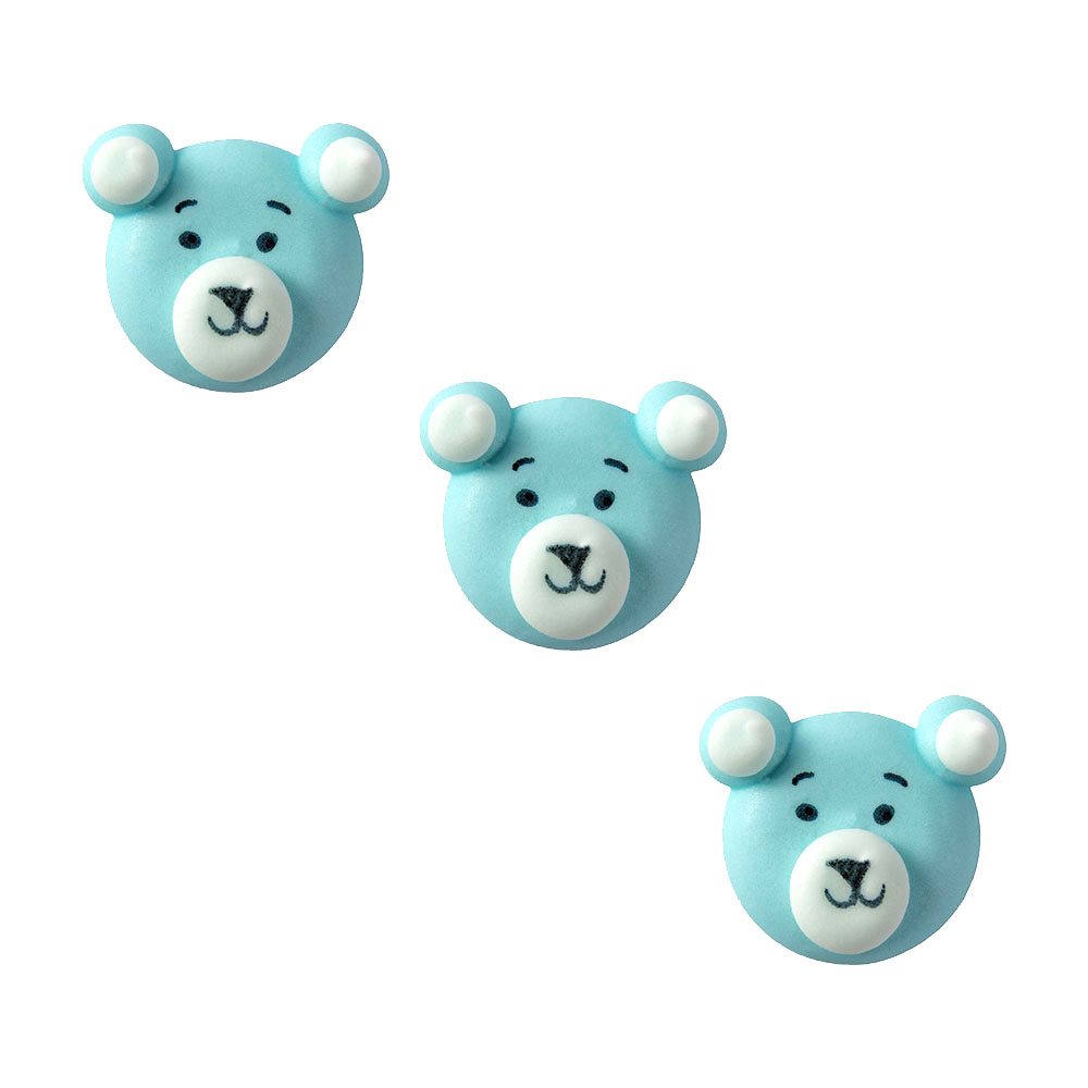 O'Creme Blue Teddy Bear Royal Icing Decorations, Set of 12