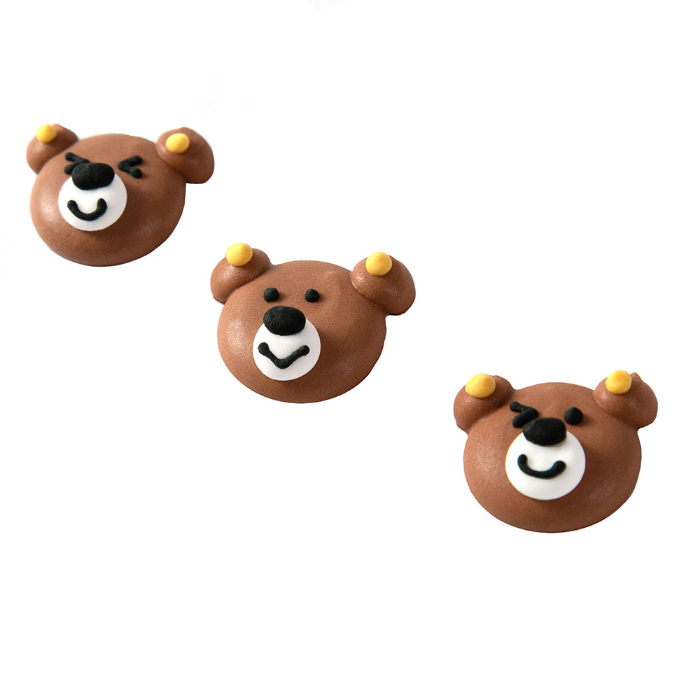 O'Creme Brown Teddy Bear Royal Icing Decorations, Set of 12