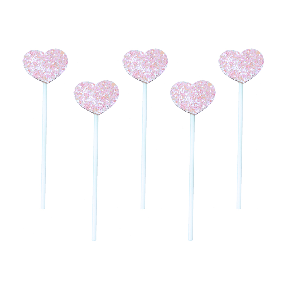 O'Creme Pink Heart Cake Toppers, Pack of 5 Cake Toppers & Party Candles ...