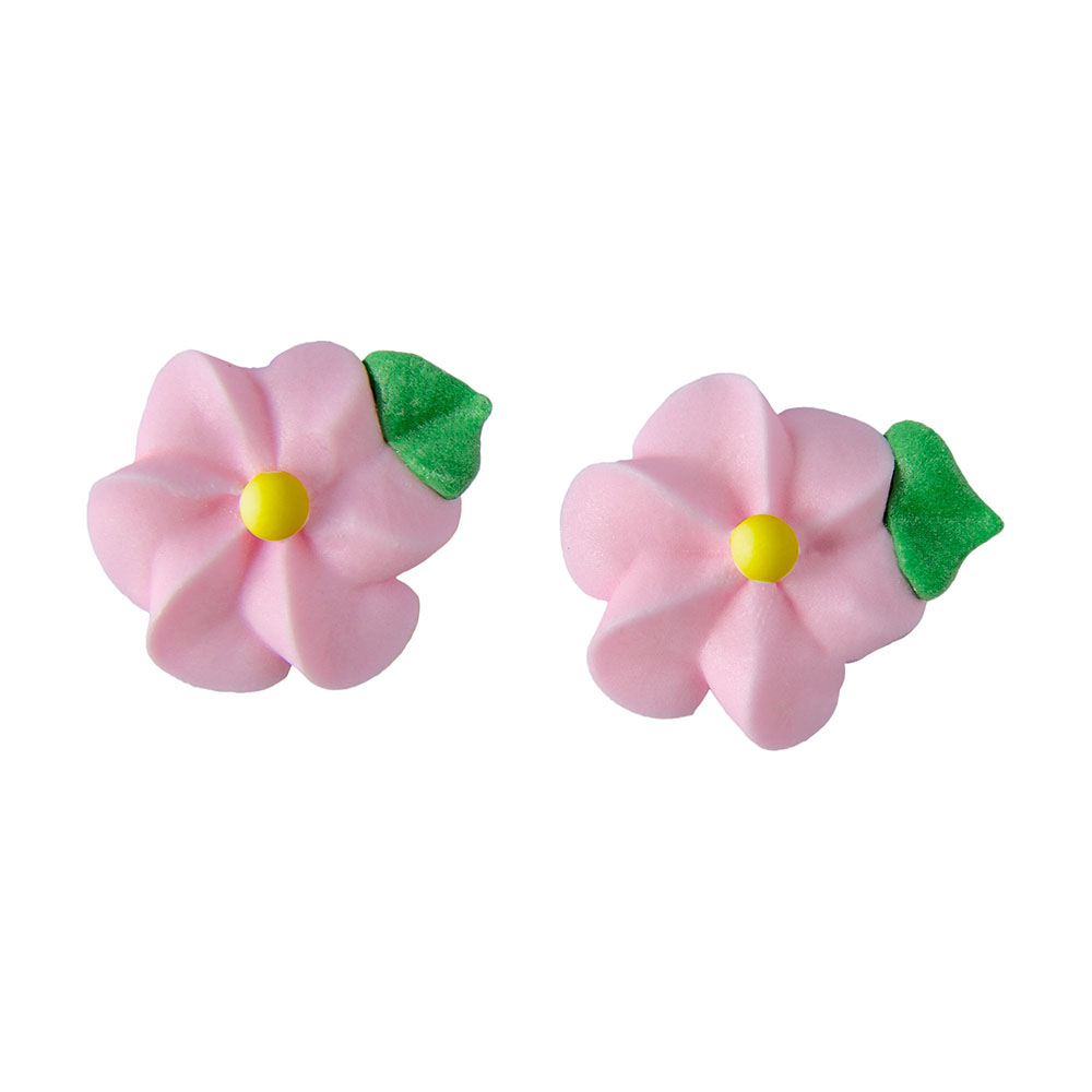 O'Creme Pink Royal Icing Mini Swirl Flowers, Set of 24